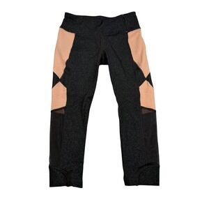 Calia by Carrie Underwood Womens Grey Peach Mesh Crop Leggings Size S 2417